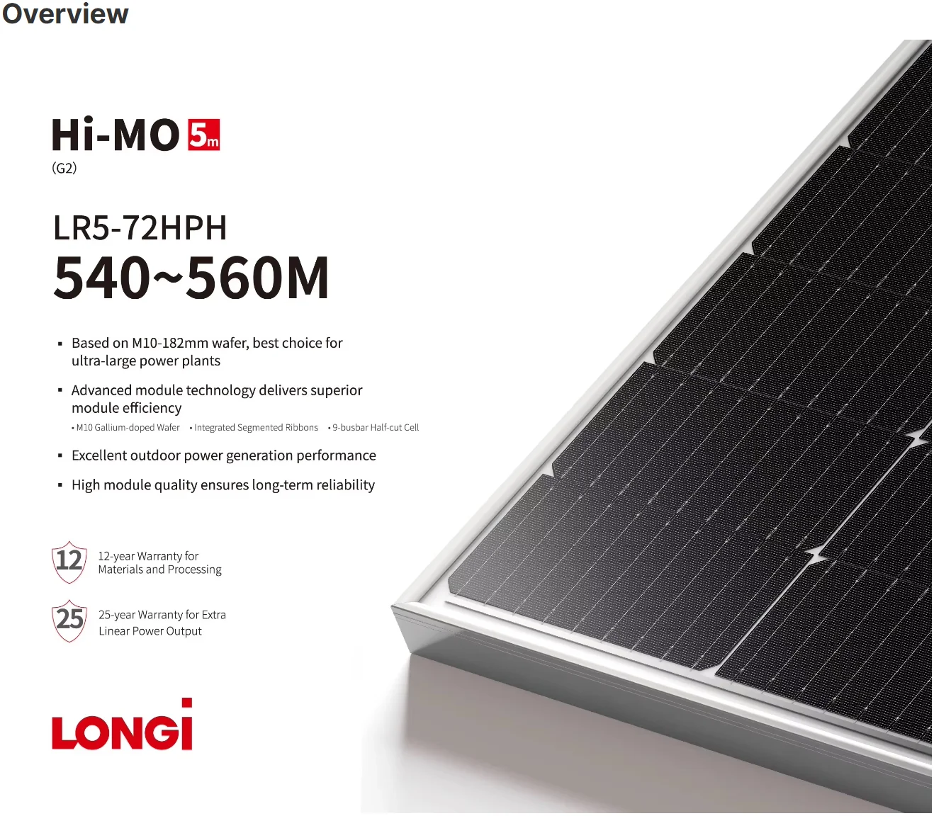 solar panel Longi solar high efficiency Tier 1 bifacial photovoltaic module 540W 545W 550W 555W 560W PV solar panel