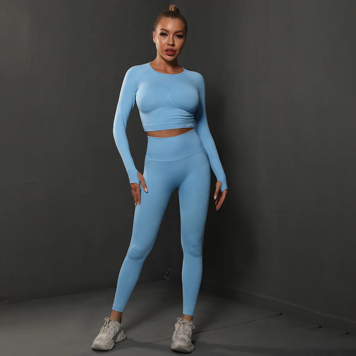 seamless activewear set clothing manufacturers custom sweat suits seamless high waist butt scrunch yoga leggings set