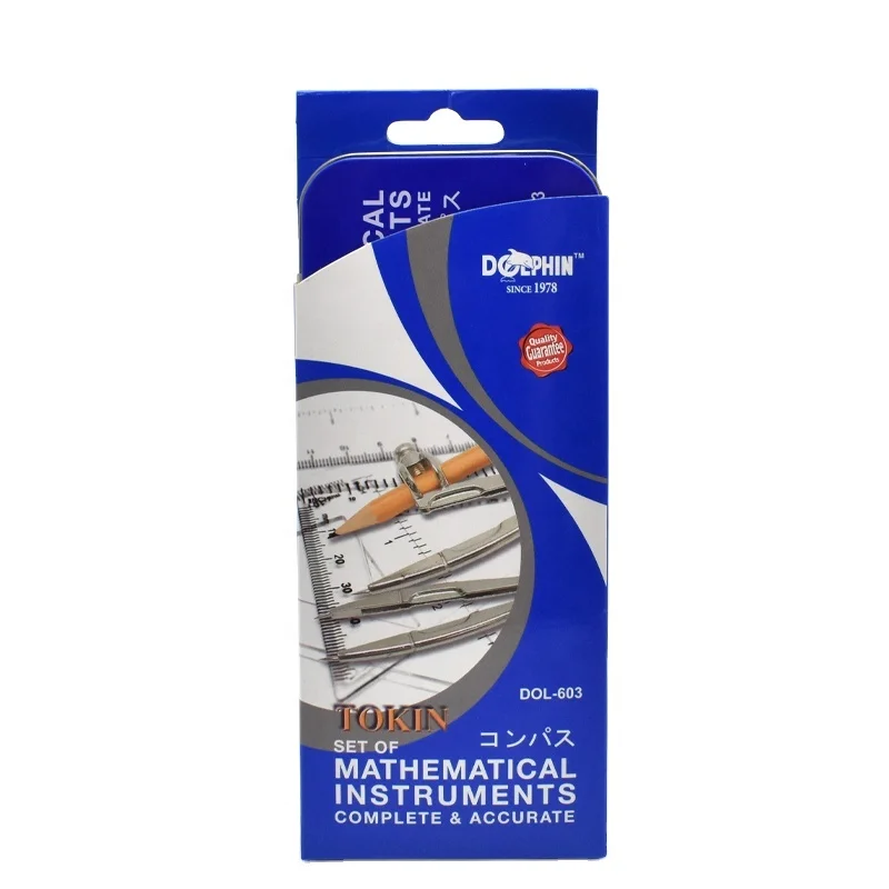 free sample good perfect quality stationary mathematical set  tin box school supplies geometry tools