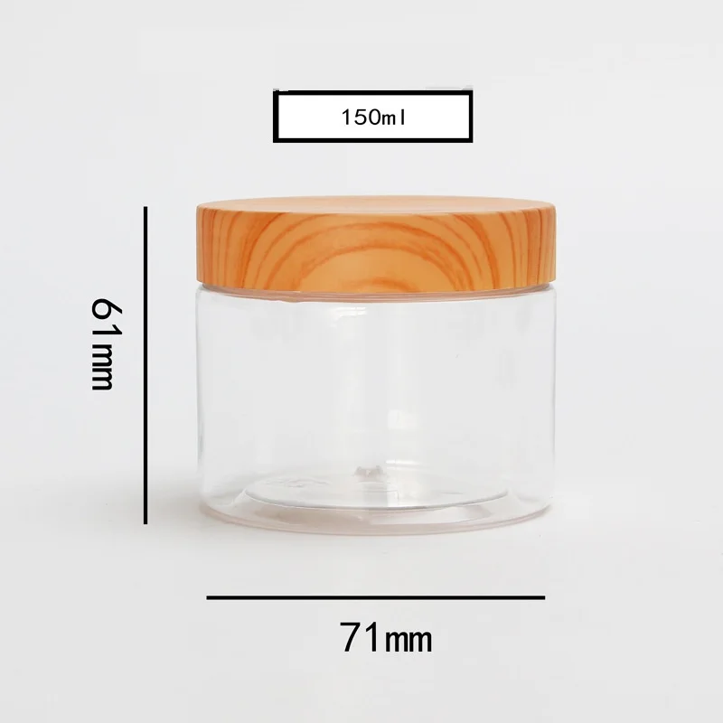 food containers 150ml PET wide mouth food sealed plastic jar with wood screw cap