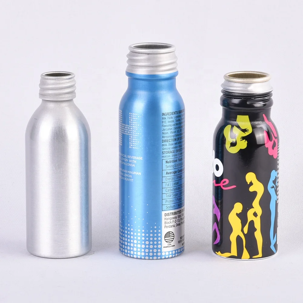 Top Selling 2Oz 3Oz 4Oz 50ml 100ml Aluminum Energy Shot Bottles Metal Soft Drink Bottle With Ropp Cap