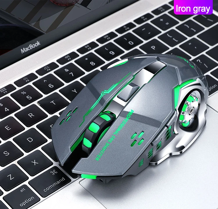 Q13 Mechanical Wireless Gaming Mouse RGB Backlit Glowing Gaming Mouse Rechargeable 2400dpi 6Keys Wireless Ergonomic Mouse Gamer