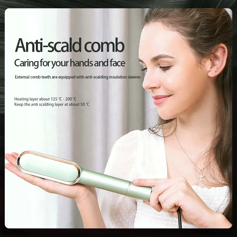 Home Use Styling Hair Straightener Comb Brush Hair Growth Fast PTC Heating Hot Ceramic Hair Straightener