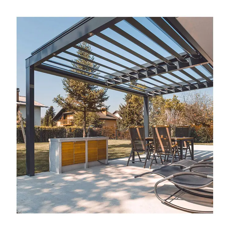 Commercial australia outdoor veranda patio extension wind resistant hotel exterior sun louver manual pergola