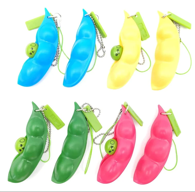 
Green bean Fidget Sensory Key chain or ball chains simple squeeze toys 