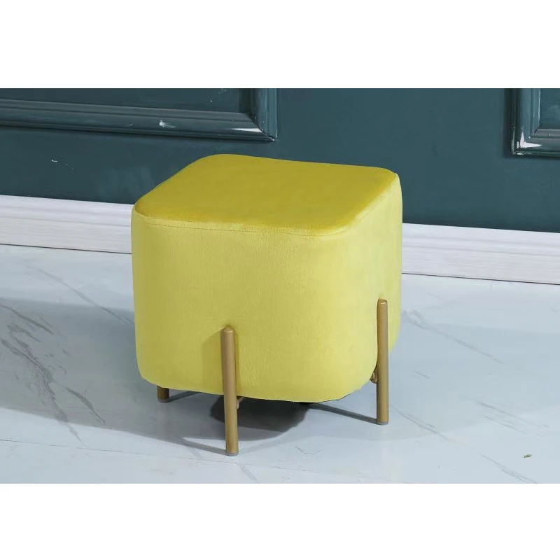 Fancy Stool Ottoman White Velvet Modern Fluffy Wooden Storage Bedroom Outdoor Stools And Set Foldable Cylinder Footrest