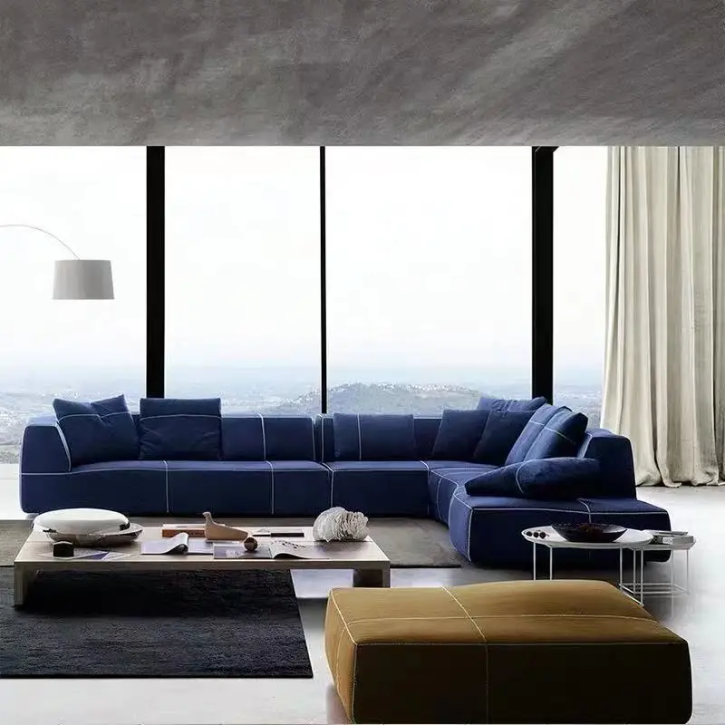 Italian Style bend sofa L Shaped Fabric  high quality premium living room furniture lounge sofa set