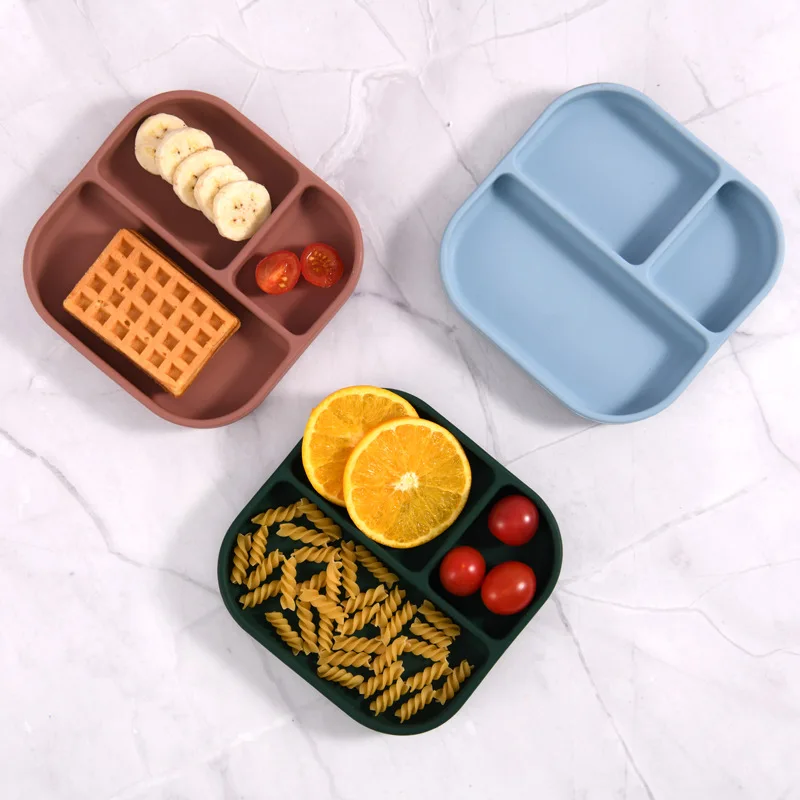 Food Grade Silicone Irregular One-piece Silicone Baby Feeding Bowls Dishes Silicone Baby Plate