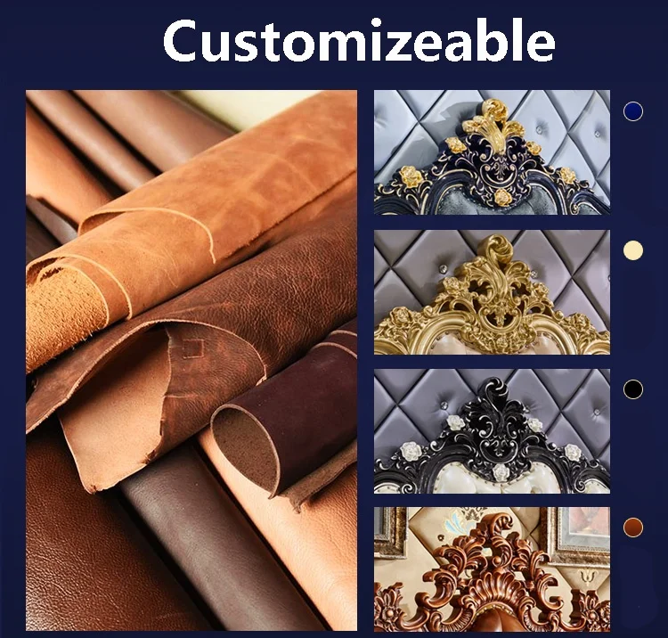 European full solid wood 1.8 master carved Villa leather Bed American double bed 2 m place Princess leather bedroom wedding bed