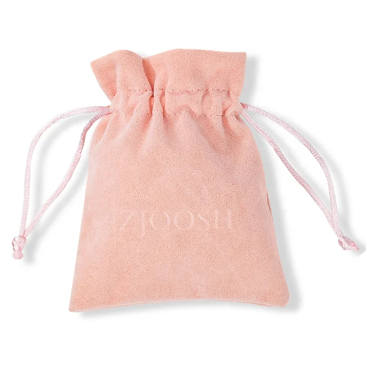 Custom logo printed small luxury gift perfume bracelet pouch pink flannel drawstring velvet jewelry packaging bag