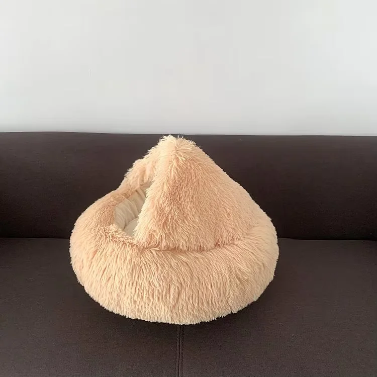 Long Plush Pet Mats Dogs Kennel Dog Sofa Bed with Pillow Waterproof Soft Sleeping Bed Blanket for Pet Small Cave Dog Bed