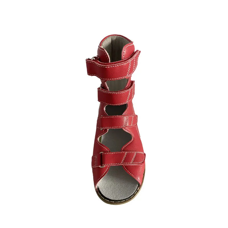 Medical red leather orthopedic hard sole shoes for kids orthopedic shoes baby toddler flat orthopedic cushion shoes for clubfoot