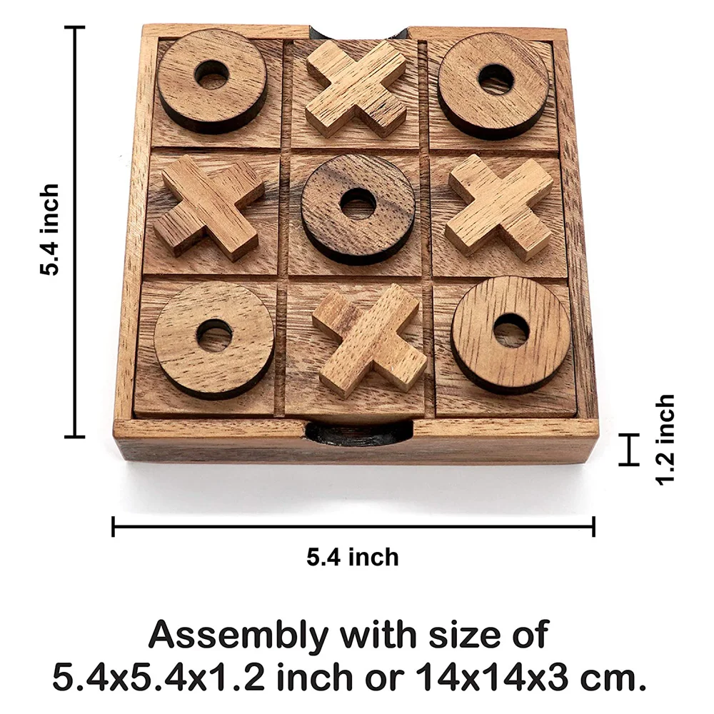 Family XOXO Decorative Pieces Tic Tac Toe Wooden Board Game Table Toy