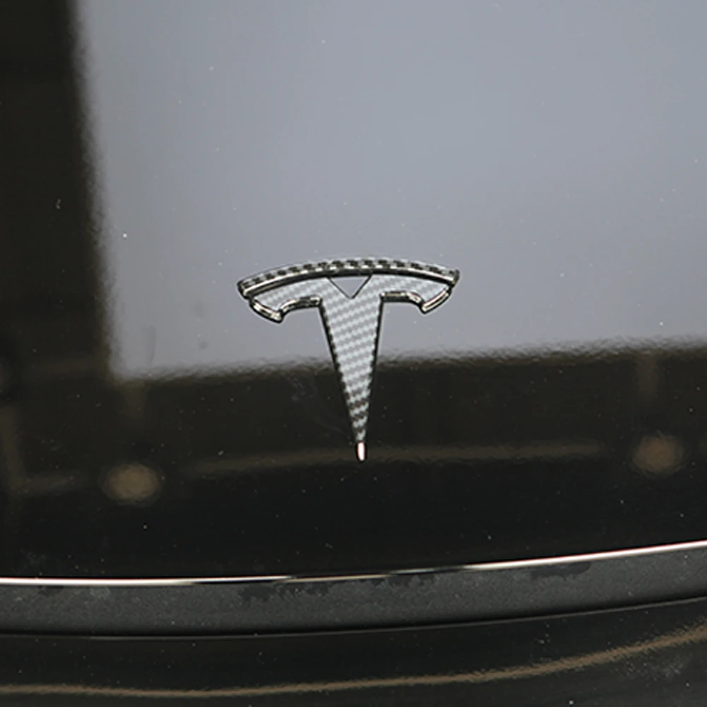Tesla model 3 accessories car logo decoration carbon fiber accept customized