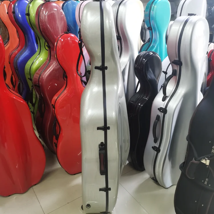 High Quality Custom OEM  colourful composite layers of fiberglass aviation foam and polycarbonate  cello case  4/4 3/4 1/2 1/4