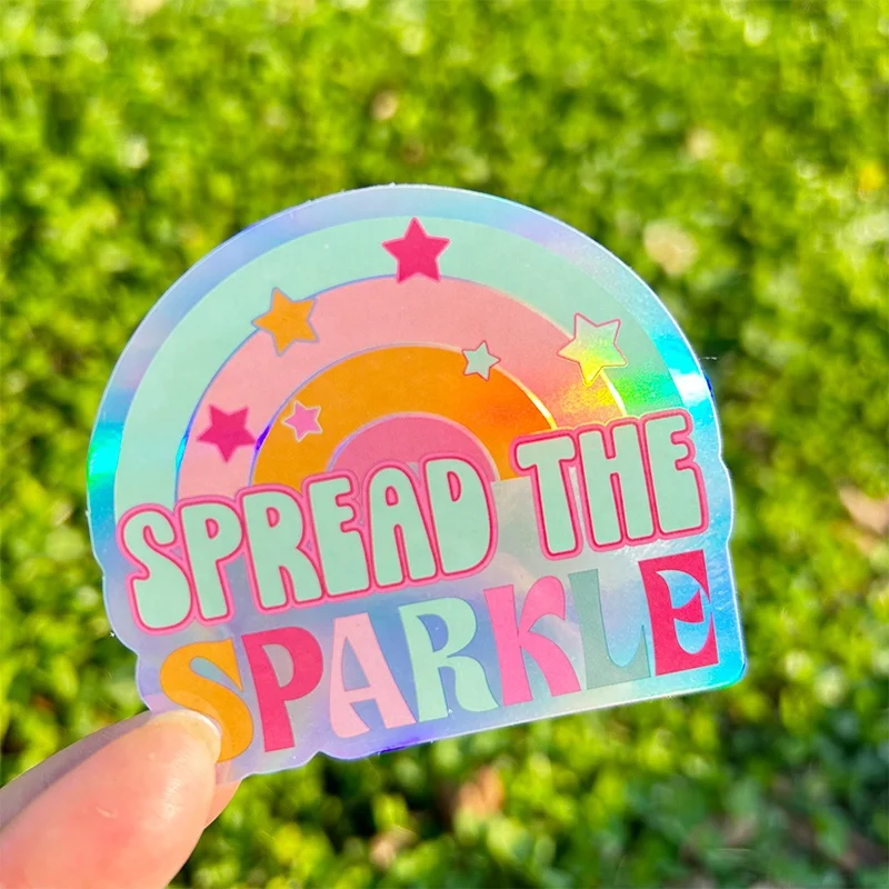 Wholesale Laptop Waterproof Journal Cute label Personalized Sticker Self Adhesive Anime Custom Vinyl Glitter Hologram Stickers