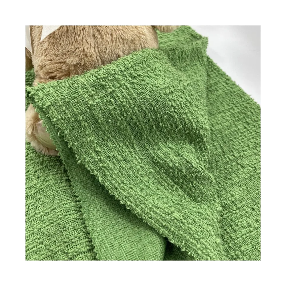 62%P 37%C 1%SP green sustainable yarn dyed jacquard fabric tweed fabric for apparel-coat/jacket