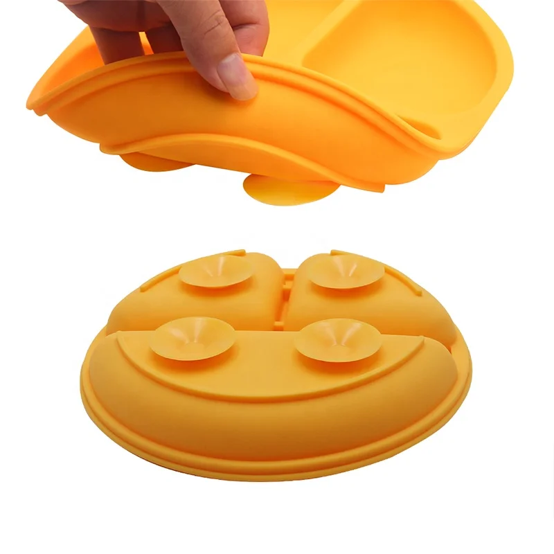 Wellfine Amazon Hot Sales Silicone Baby Plates for Toddler Kid Eco-friendly Non-toxic Silicone Suction Plate Baby
