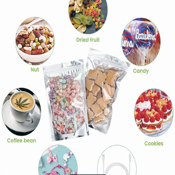 Custom Glossy Holographic Three-Sided Sealing Laser Film Plastic Food Packaging Bag with Zipper Top Smell Proof