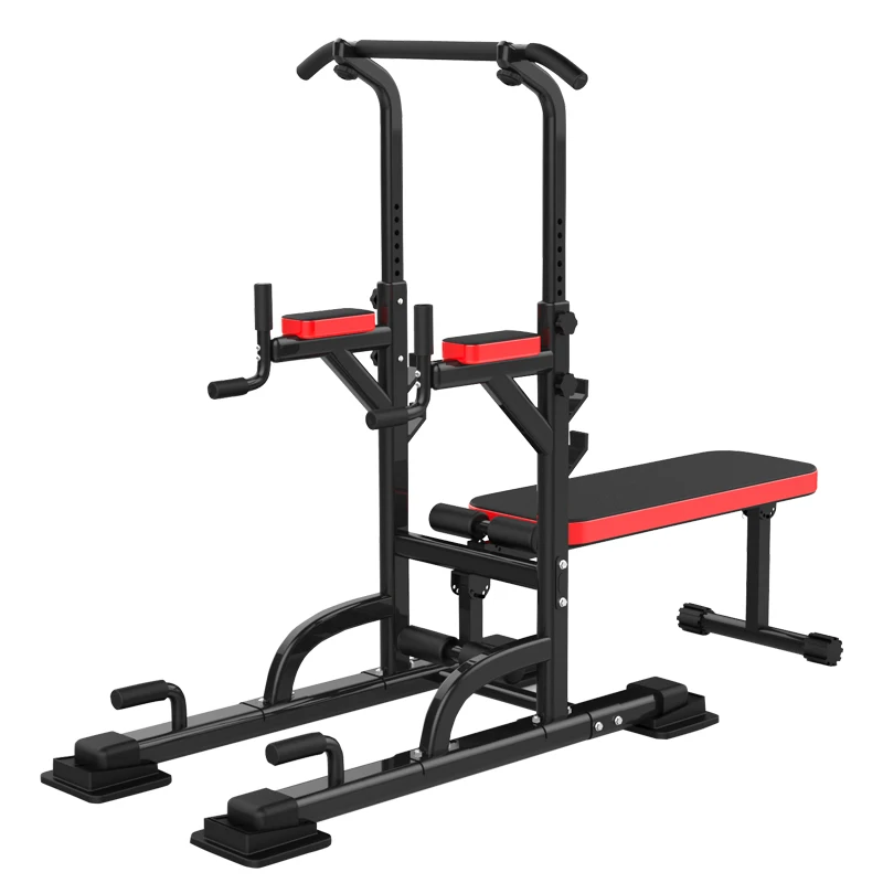 Home Gym Strength Training Dip Stands Free Standing Stand Dip Station Power Tower Fitness Equipment with bench Pull Up Bar