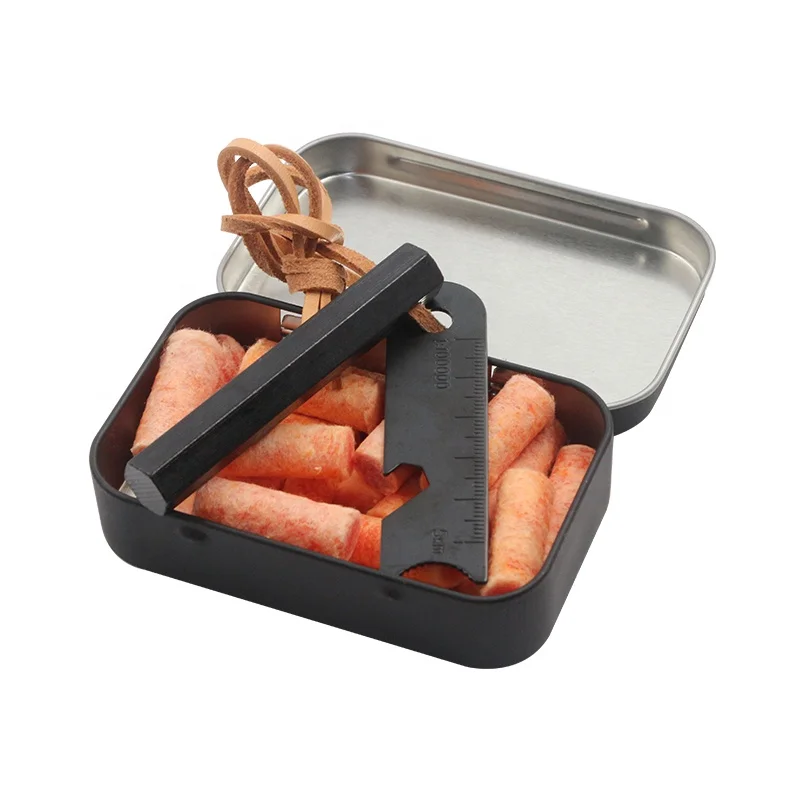 Bushcraft Outdoor Waxed Fire Plugs Fire Starting Tinder Hexa Flint Steel Ferro Rod for Survival Campfire