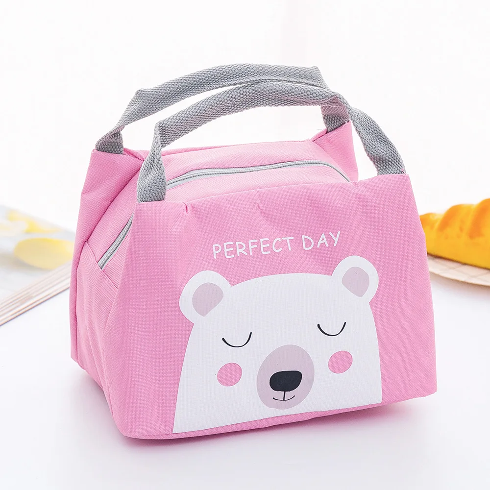 Outdoor Insulated Tote Cooler Food Bag Polyester Lunch Bag for Office Lady and Students Foil Thermal Tote Lunch Bag