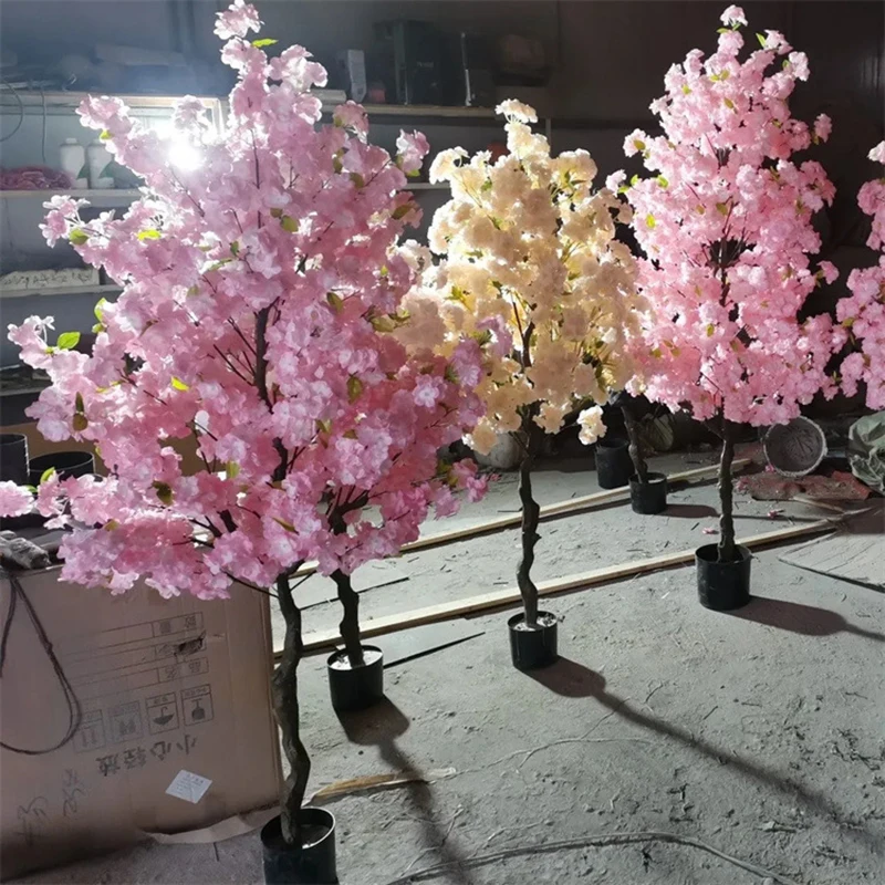 Wholesale Silk Flowers Tree Artificial Sakura Tree Artificial White Cherry Blossom Tree For Indoor Outdoor Wedding Decoration