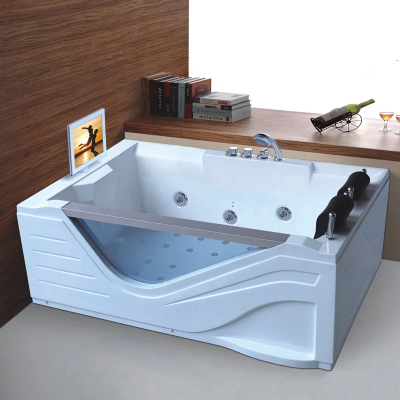 New born tub two people bath indoor water jet massage whirlpool bathtub with tv
