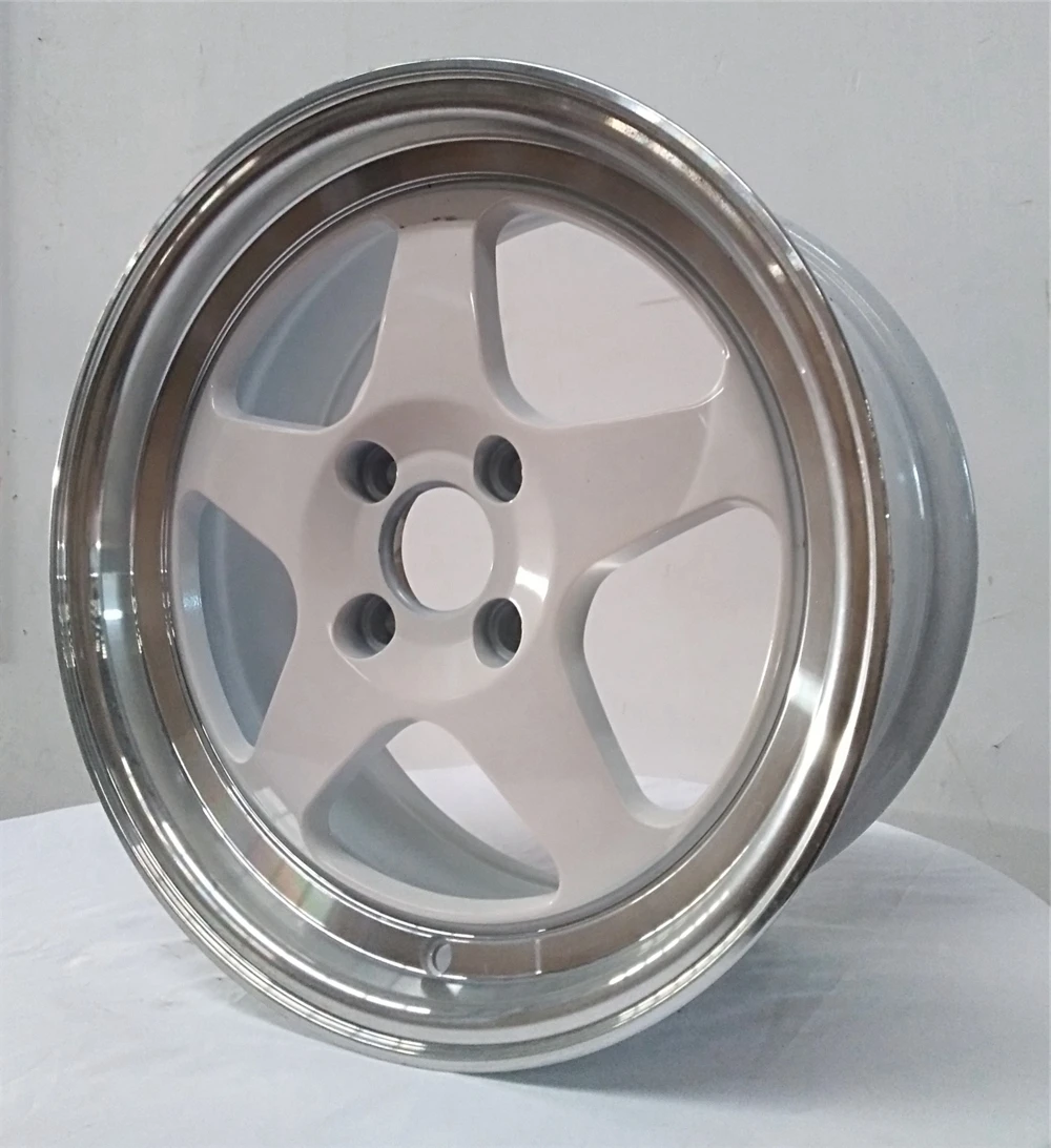 536 Milled Lip 15 Inch Gloss Black Alloy Wheels Rims With Chrome Rivets