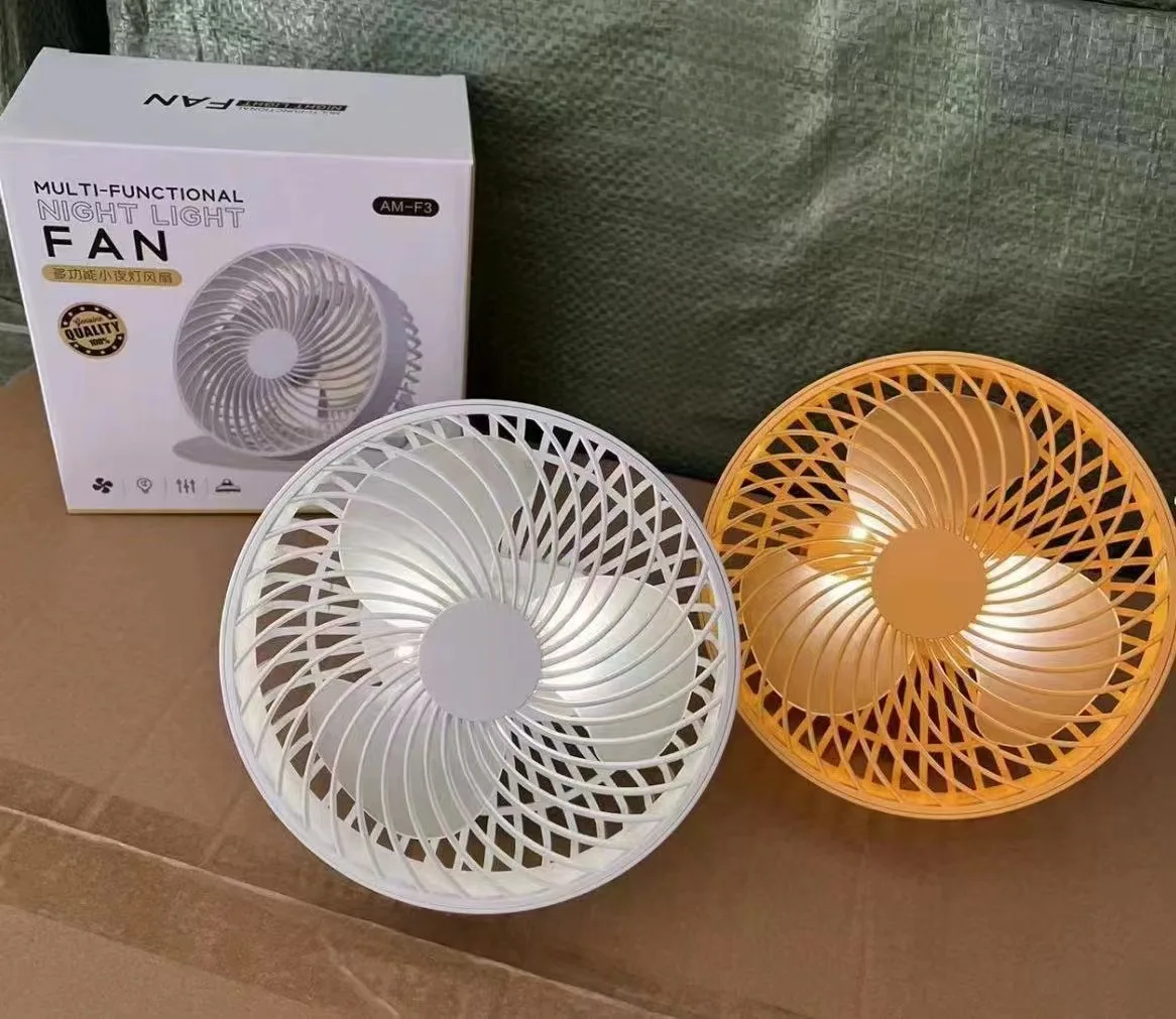 3 in 1 Usb Electric Rechargeable Mini Fan Wholesale Desktop Handy Cute Personal Bulk Multi Function Small Portable with light