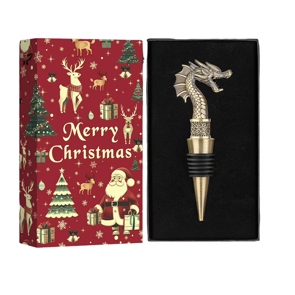 Custom Design Retro Animal Wine Stopper Bar Tools Creative Bottle Stoppers For Wine Champagne Metal Dragon Head Wine Stopper