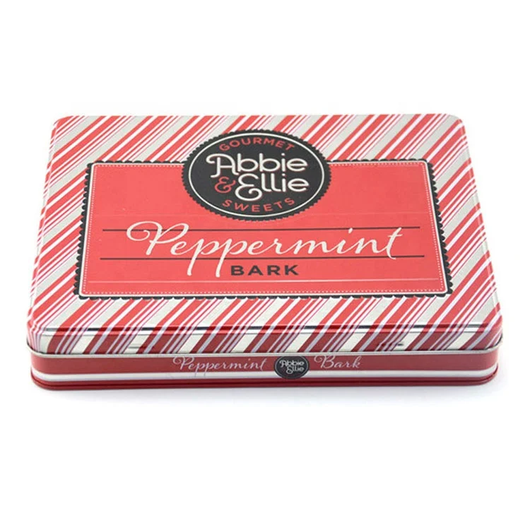 Новые прямоугольные жестяные банки для конфет красного цвета для свадьбы, жестяная коробка для конфет пищевого класса, прямоугольные жестяные банки для конфет