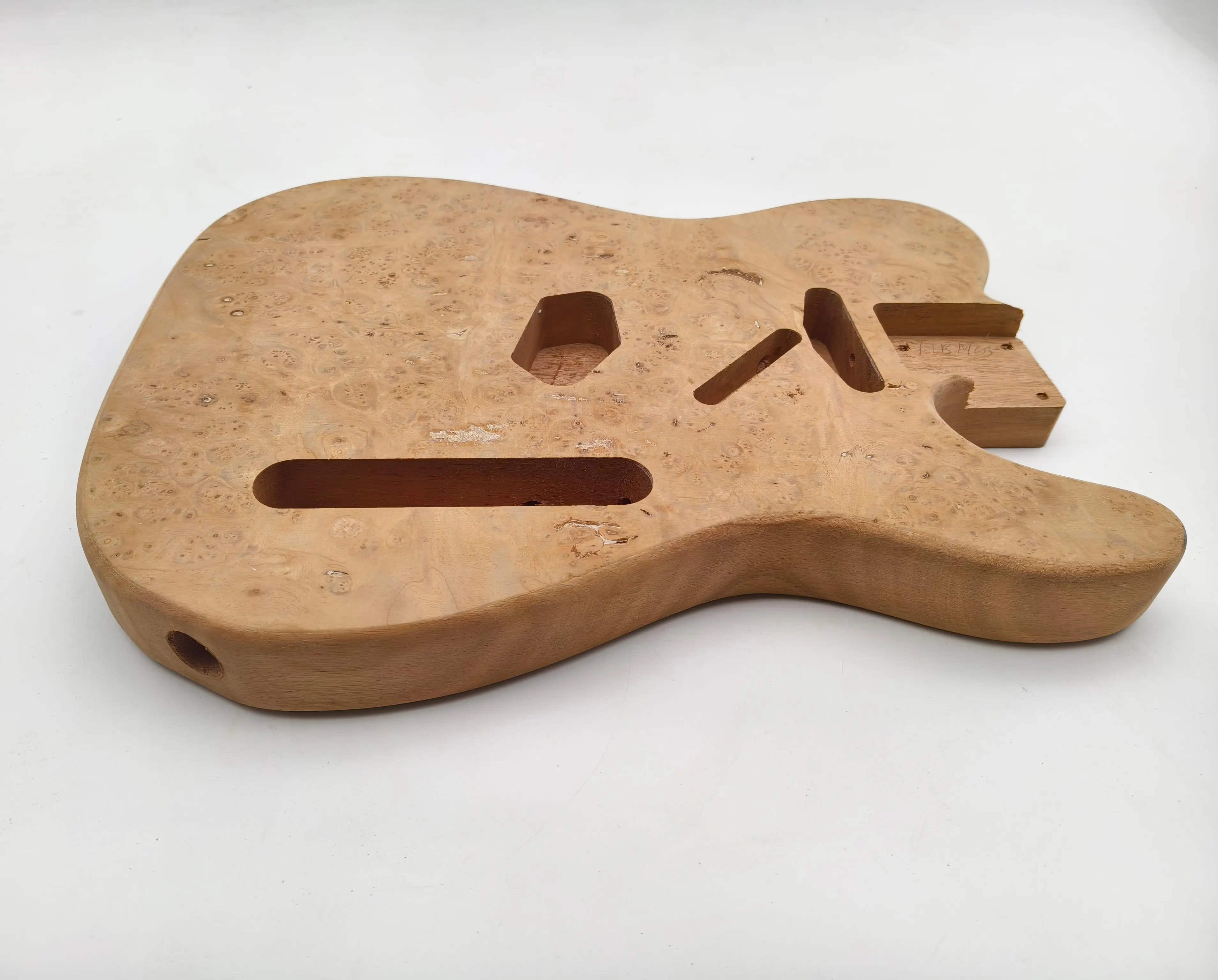 Unfinished Electric Guitar Body with Poplar Burl Veneer for TL Guitar Kits