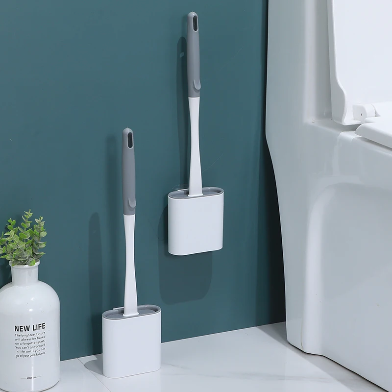 No Slip Wall Toilet brush with Eco-friendly Soft Silicone Flex Cleaning System TPR Handle Toilet Brush