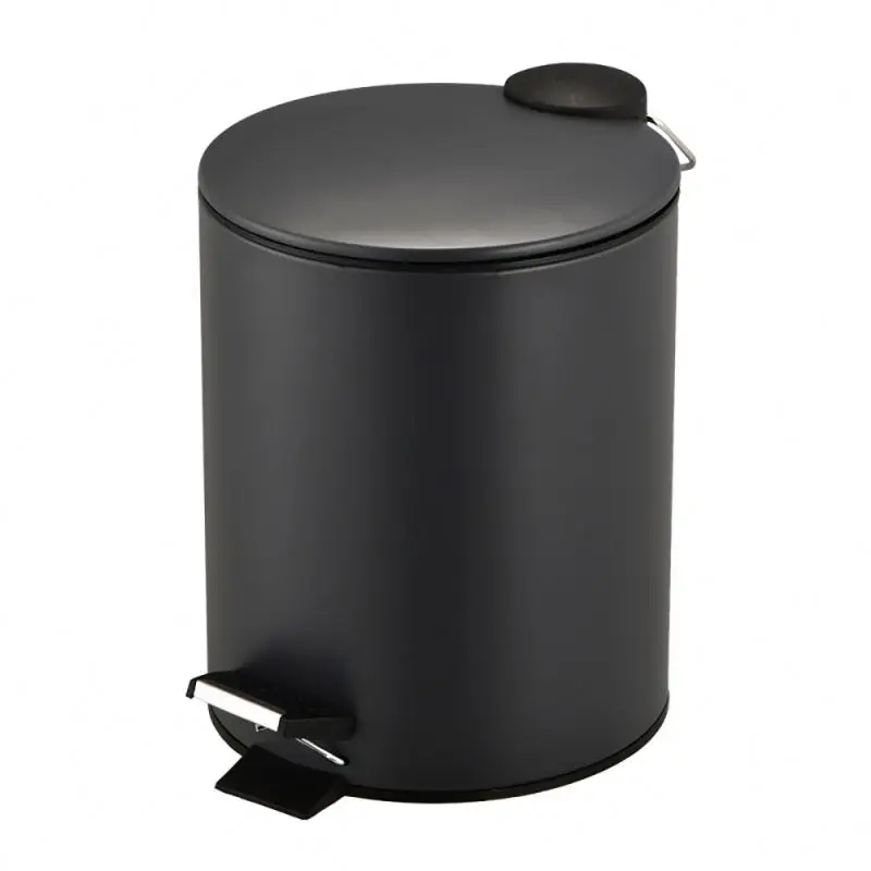 NEW Flat Lid Customized Color Waste Bin Round Shape Stainless Steel 5L Foot Pedal Bin