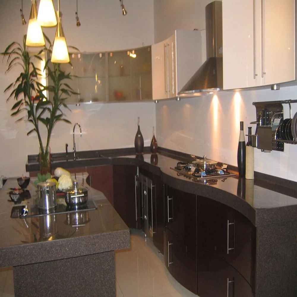 Rectangular Artificial Stone Kitchen Countertops Big Slabs Undermount with Two Holes without Faucet Sink Style