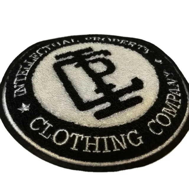Custom Personalized Branded Logo Embroidery Chenille Patches and Badges with Adhesive Hook and Loop