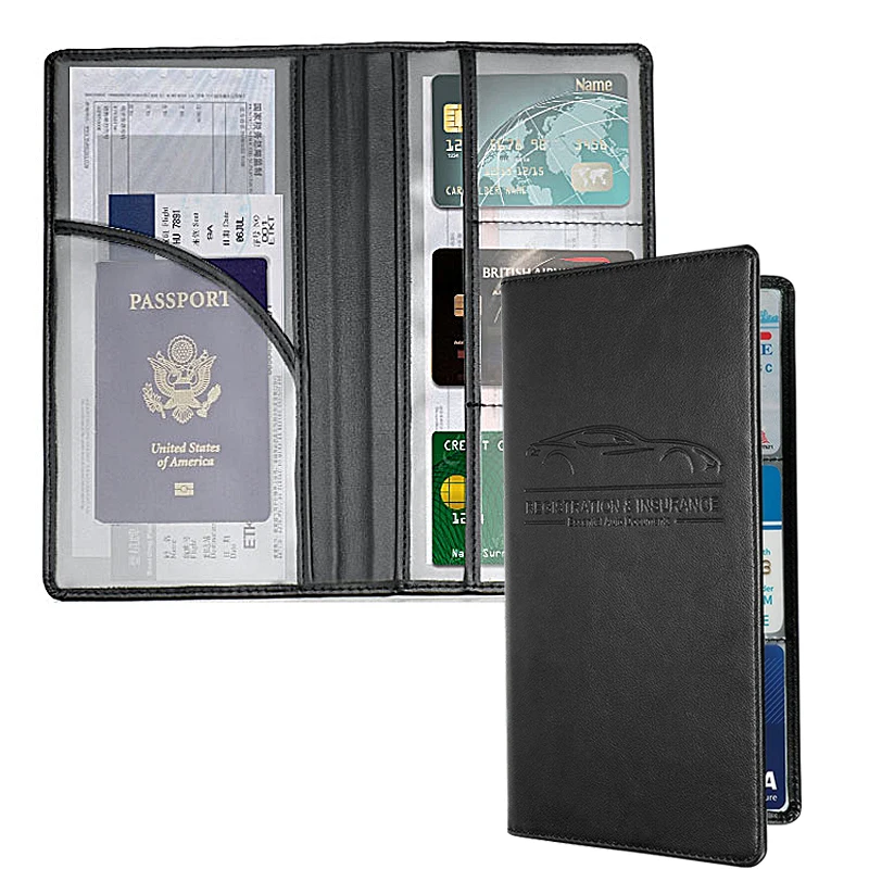 Car Registration and Insurance Holder Premium PU Leather Document Vehicle Card Protective Case for Driver's