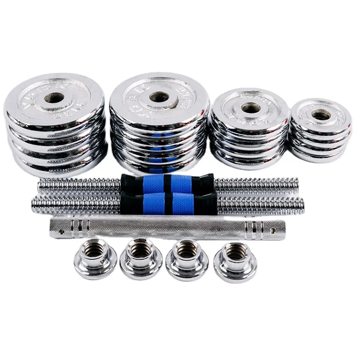 Stainless Steel Chrome Adjustable Dumbbell Set Guangdong Training Gym Equipment 20kg Weights Gym Equipment Fitness Dumbbells