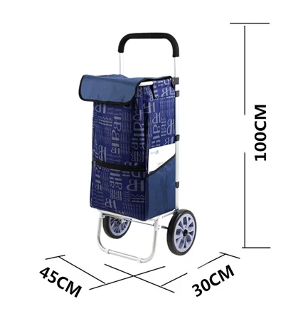 Custom Logo Portable Shopping Cart Trolley Bag Folding Shopping Trolley Cart