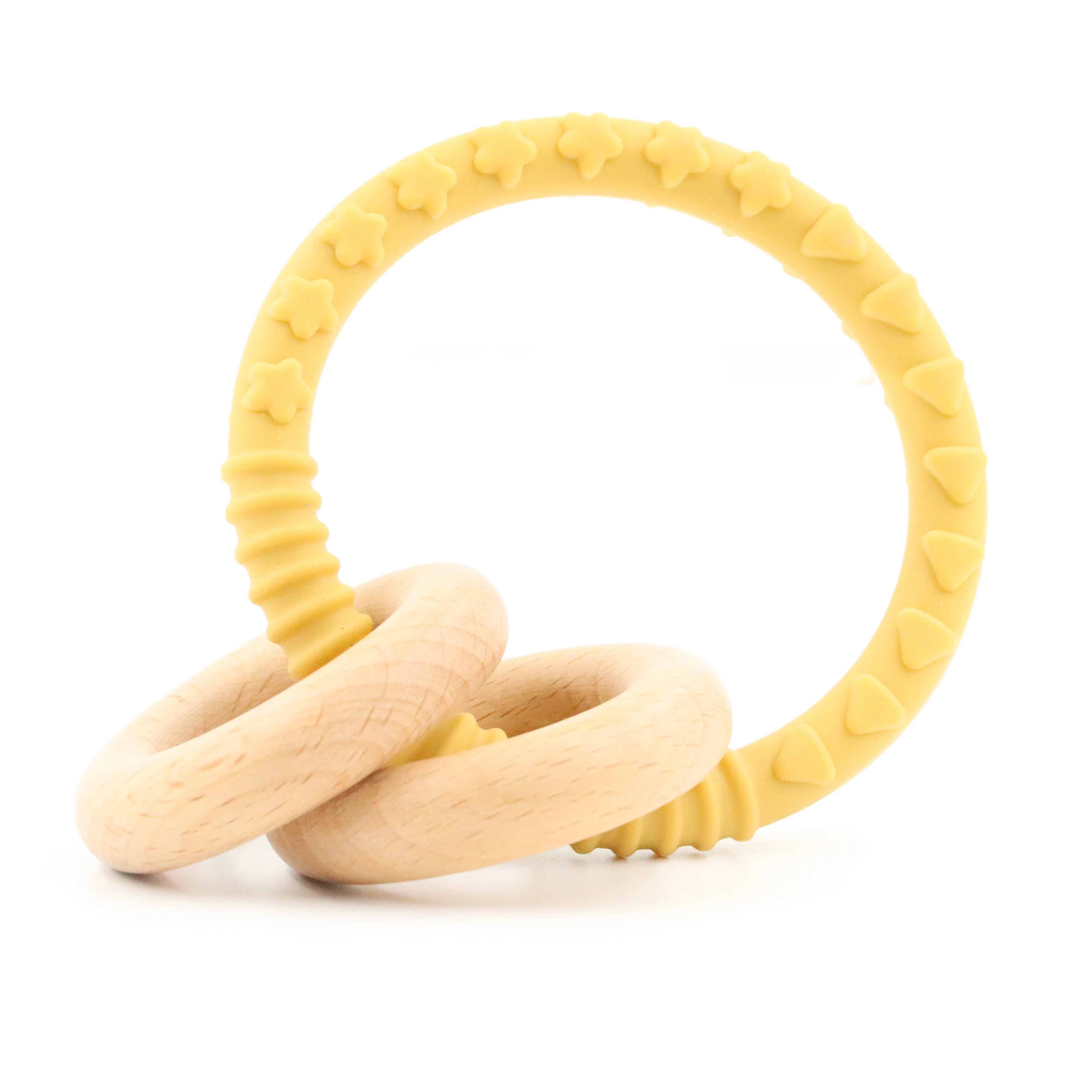 Натуральное большое деревянное кольцо, детская погремушка, экологически чистое Силиконовое детское кольцо-прорезыватель, погремушка