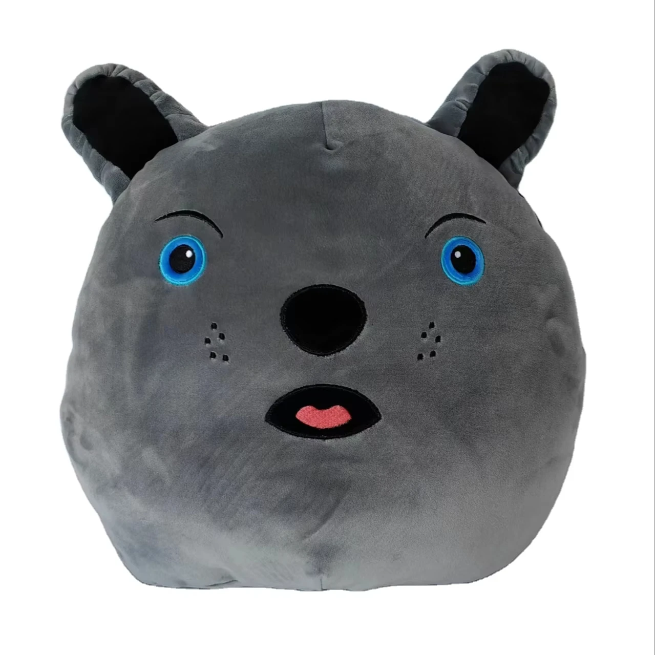 Lovely Gray Dog Face Plush Toy Throw Pillow Stuffed Animal  Soft Doll
