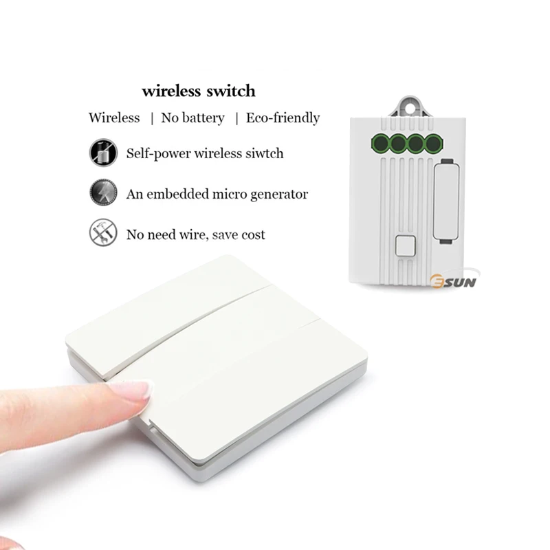 New design wireless kinetic switch, Tuya smart life App wireless remote control light on off switch