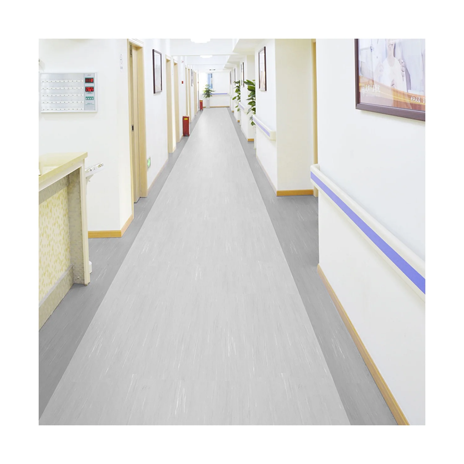 Undirectional White Polished Homogeneous Floor Tile Vinyl Floor PVC Roll for X-Ray Room