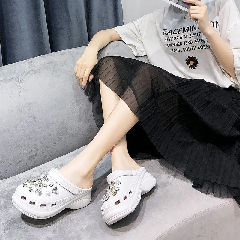 Wholesale Platform Garden Shoes Eva Summer 2021 New Trend Charm Outdoor Rhinestone Clog