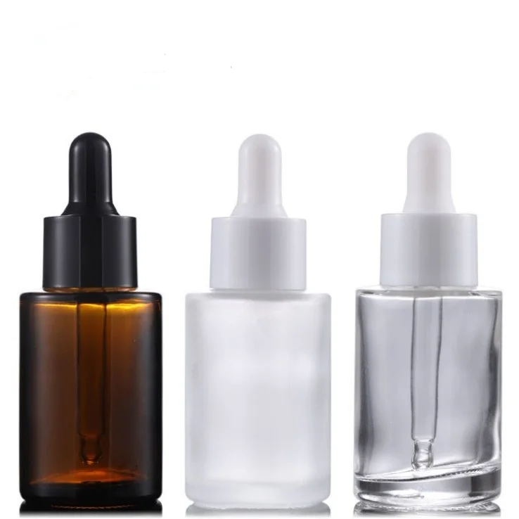 30 ml Glass Frosted Liquid Flat Top Dropper Bottle Essential Oil Bottle with Dropper