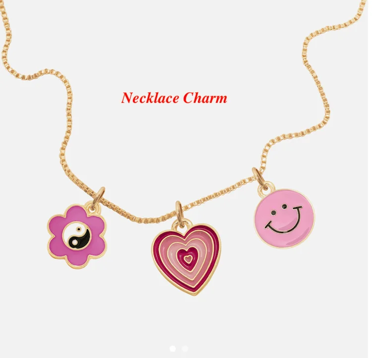 
Custom cheap cute DIY enamel jewelry necklace bracelet rhinestone metal charm pendants 