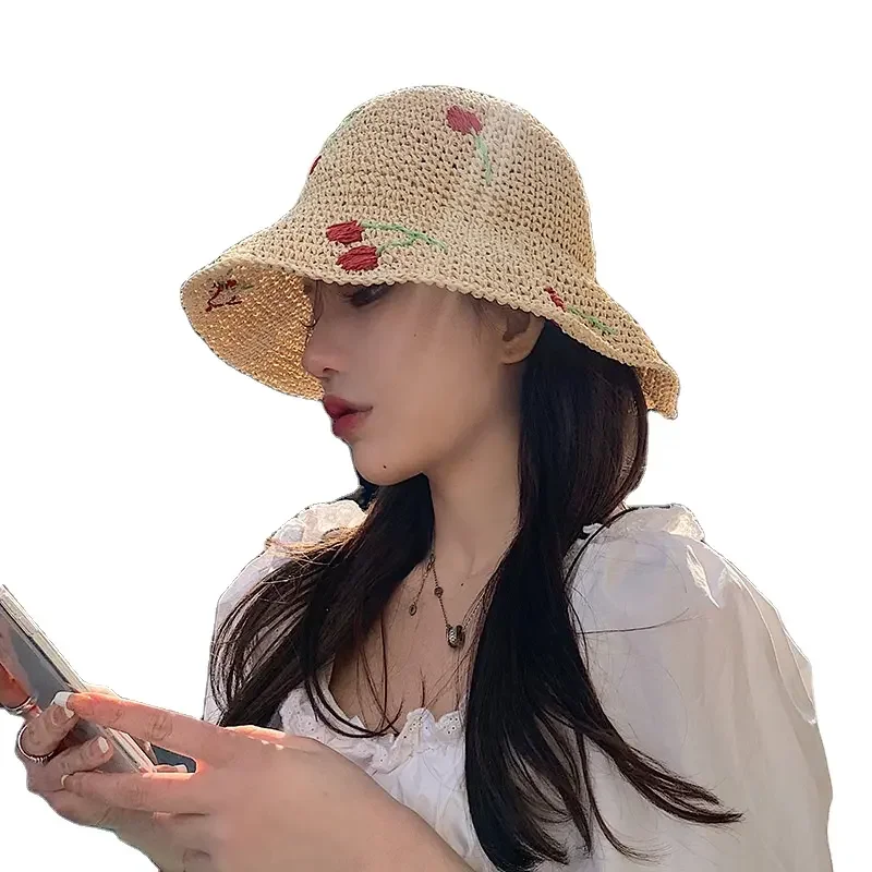 Cheap Wholesale Fashion Big Brim Women Summer Sun Straw Hat Sunscreen Sun Beach Hat