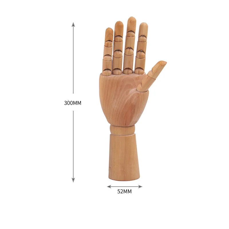 Flexible Wooden Hand Model 12 Inches Men Right Hand Model for Sketching Drawing Painting Home Office Desk Decoration