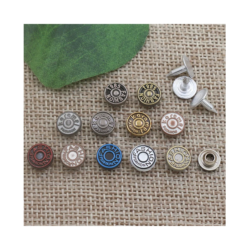 Factory wholesale custom logo 8mm alloy metal button denim rivet for jeans